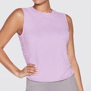 Skechers Womens‎ GoDri Serene Tank Top Slight Crop Ruched Sides Pink Athletic XS